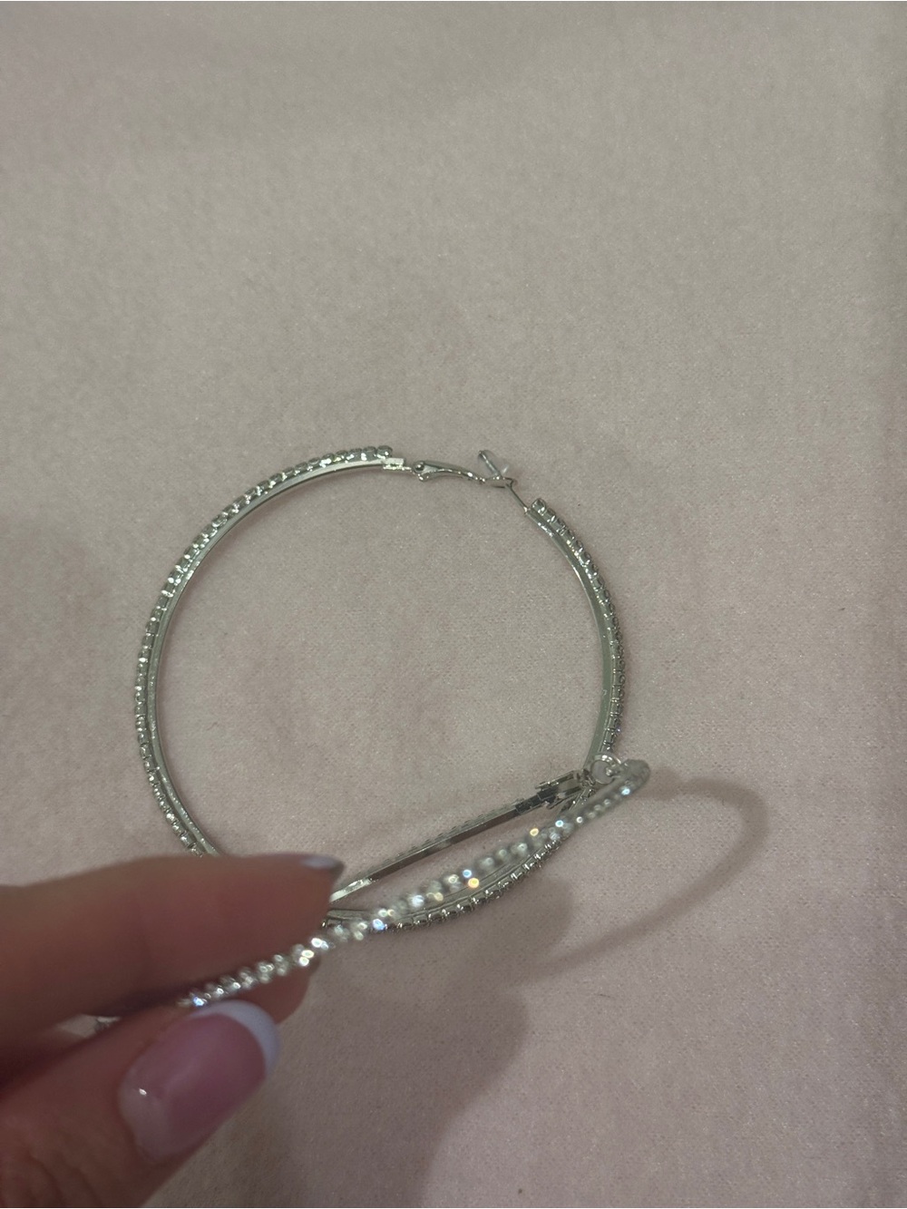 Silver Crystal Hoop Earrings - Women's Sparkling Hoop